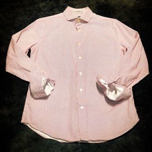 Men’s red & white button up shirt